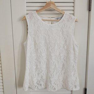 Kasper Ivory/White Lace Shell
